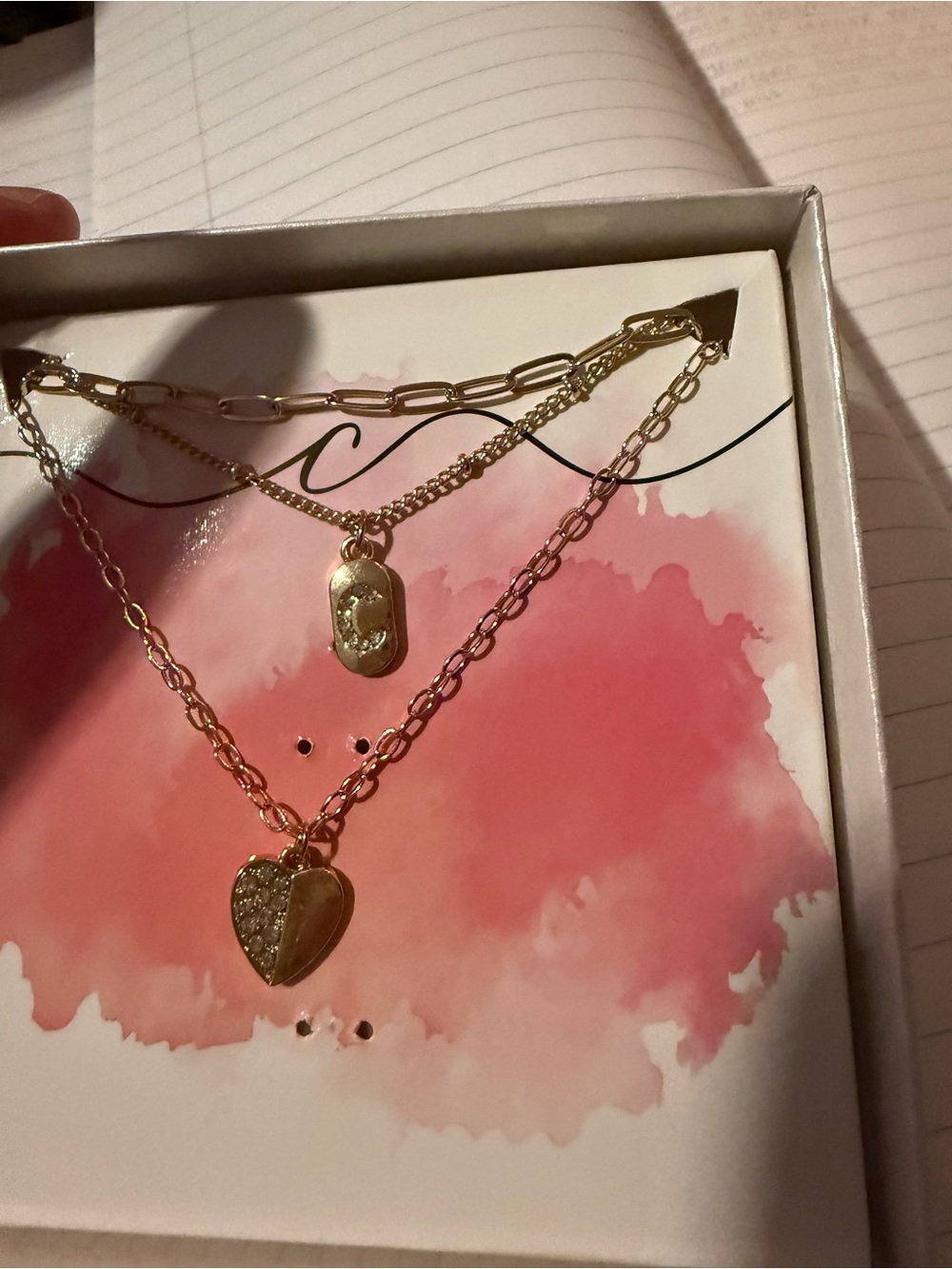 Gold Layered Heart & Pendant Necklace Set